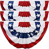 HOOSUN 3 Pack American Flag Bunting for Outside,3x6 FT Patriotic Bunting Flags Outdoor,Patriotic Presidents Day Decorations,Red White and Blue USA Pleated Fan Flag,American Flags Banners for Porch
