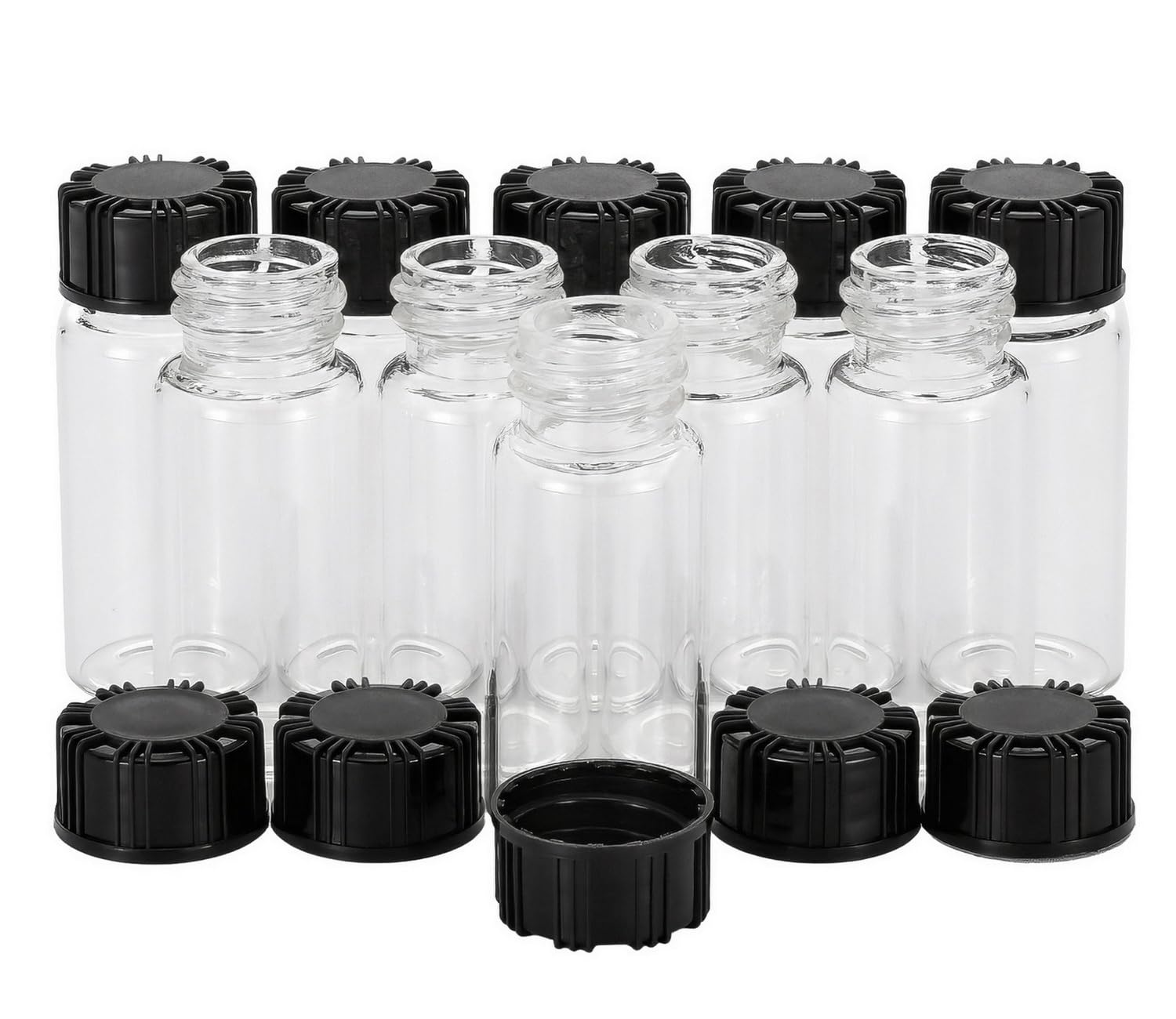 Pxyelec Clear Liquid Sampling Sample Glass Bottles Vials Screwcap Capacity 10 ML(1/3 Oz) Pack of 10 (Clear)