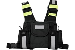 GoodQbuy Universal Radio Harness Chest Rig Bag Pocket Pack Holster Vest Fluorescent Green for Two Way Radio
