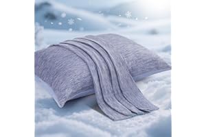 Elegear Cooling Pillow Cases for Hot Sleepers, Japanese Q-Max 0.5 Cooling Pillowcases, Both Sides(Cooling/Cotton), Breathable Soft Pillowcase for Hair and Skin, Set of 2-Blue (Standard (20" x 26"))