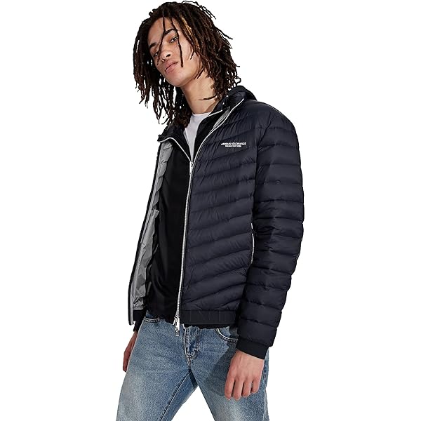 A | X ARMANI EXCHANGE Men's Zip Jacquard Down Puffer Jacket