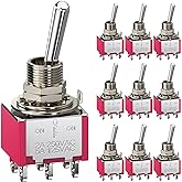 DIYhz Toggle Switch AC 5A/125V 2A/250V 6 Pin Terminals On/Off/On 3 Position DPDT Toggle Switch Mini Miniature Toggle Switch C
