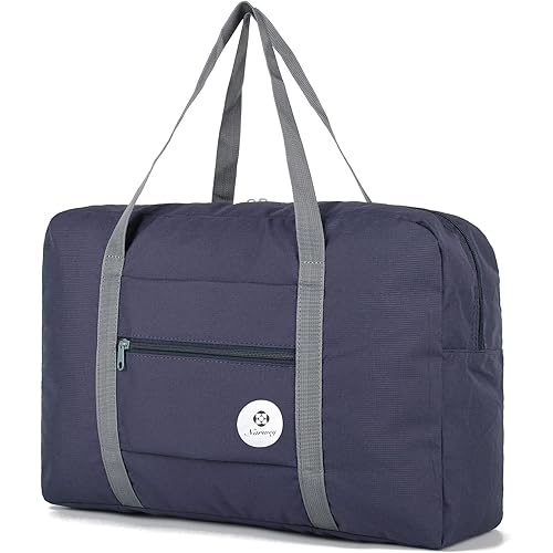 For Spirit Airlines Foldable Travel Duffel Bag Tote Carry on Luggage Sport Duffle Weekender Overnight for Women and Girls (1112 Dark Blue)