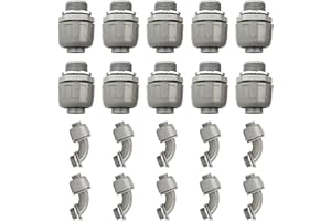 HDHAODA Conduit Connectors, 3/4 Inch Liquid Tight Connector NPT Non-Metallic for PVC Electrical Flexible Conduit Fittings, 10 Straight and 10 Angle 90 Degree, UL Listed, Grey (20-Pack)