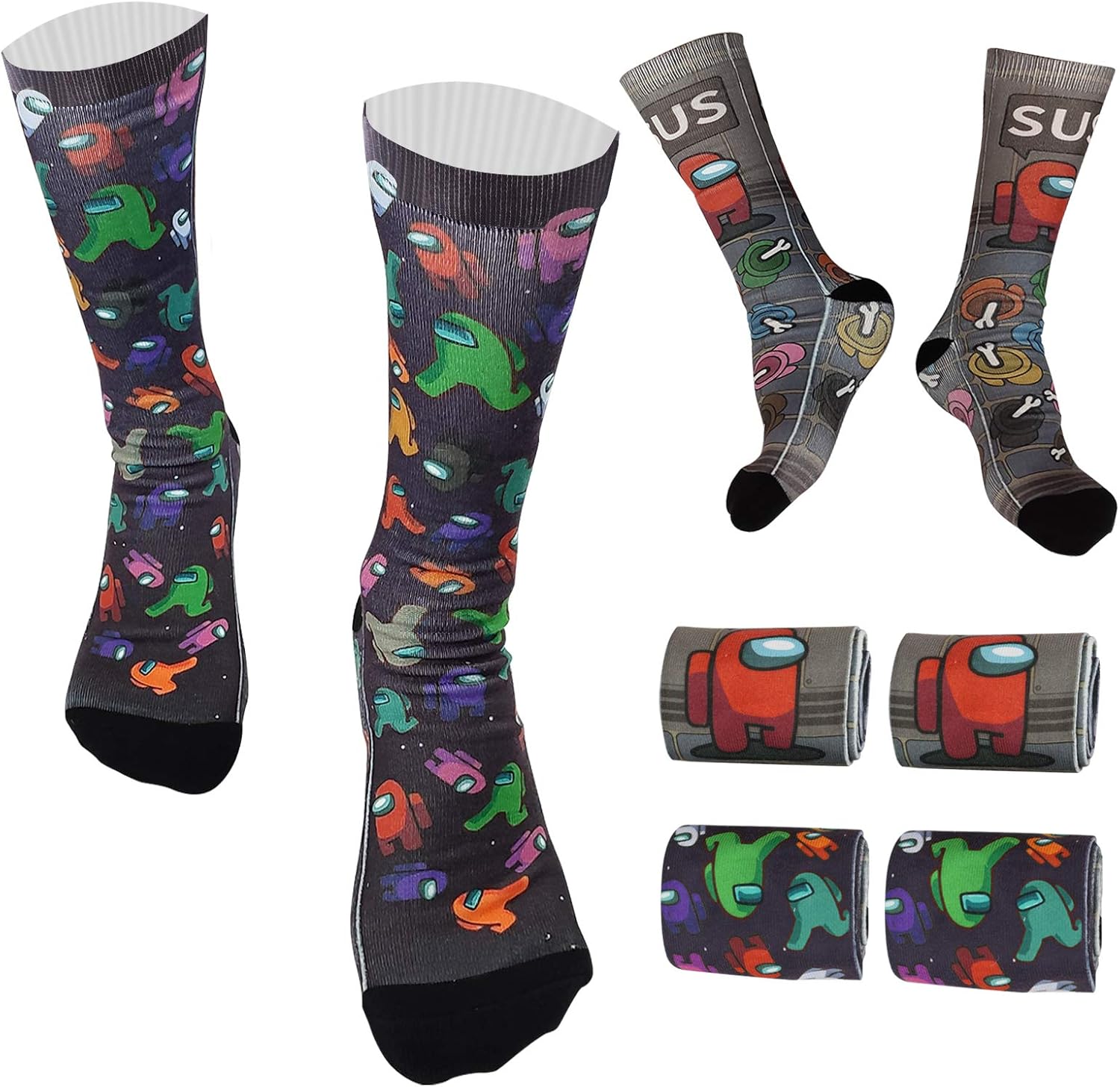 （2 pairs）Among Us Game Socks,Fashion Game
