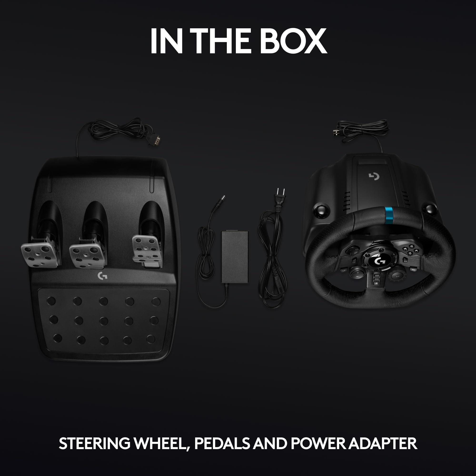 Logitech G923 Racing Wheel and Pedals, TRUEFORCE up to 1000 Hz Force Feedback, Gaming Steering Wheel PS5, PS4, PC, Mac, Genuine Leather- Black