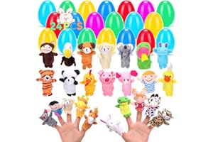 Sizonjoy 24 Pieces Finger Puppets Easter Eggs, Prefilled Easter Eggs, for Easter Basket Stuffers, Easter Eggs Hunt, Easter Egg Fillers, Easter Party Favor