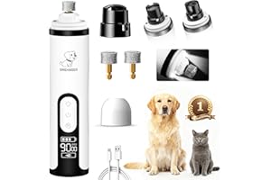 PleySyncz Upgraded Silent Dog Nail Grinder, Cordless Grooming Pro Nail Grinder with 3 Adjustable Speeds & Led Light, Painless Paws Grooming for Small Medium Large Dogs & Cats (2 Replacement Heads)