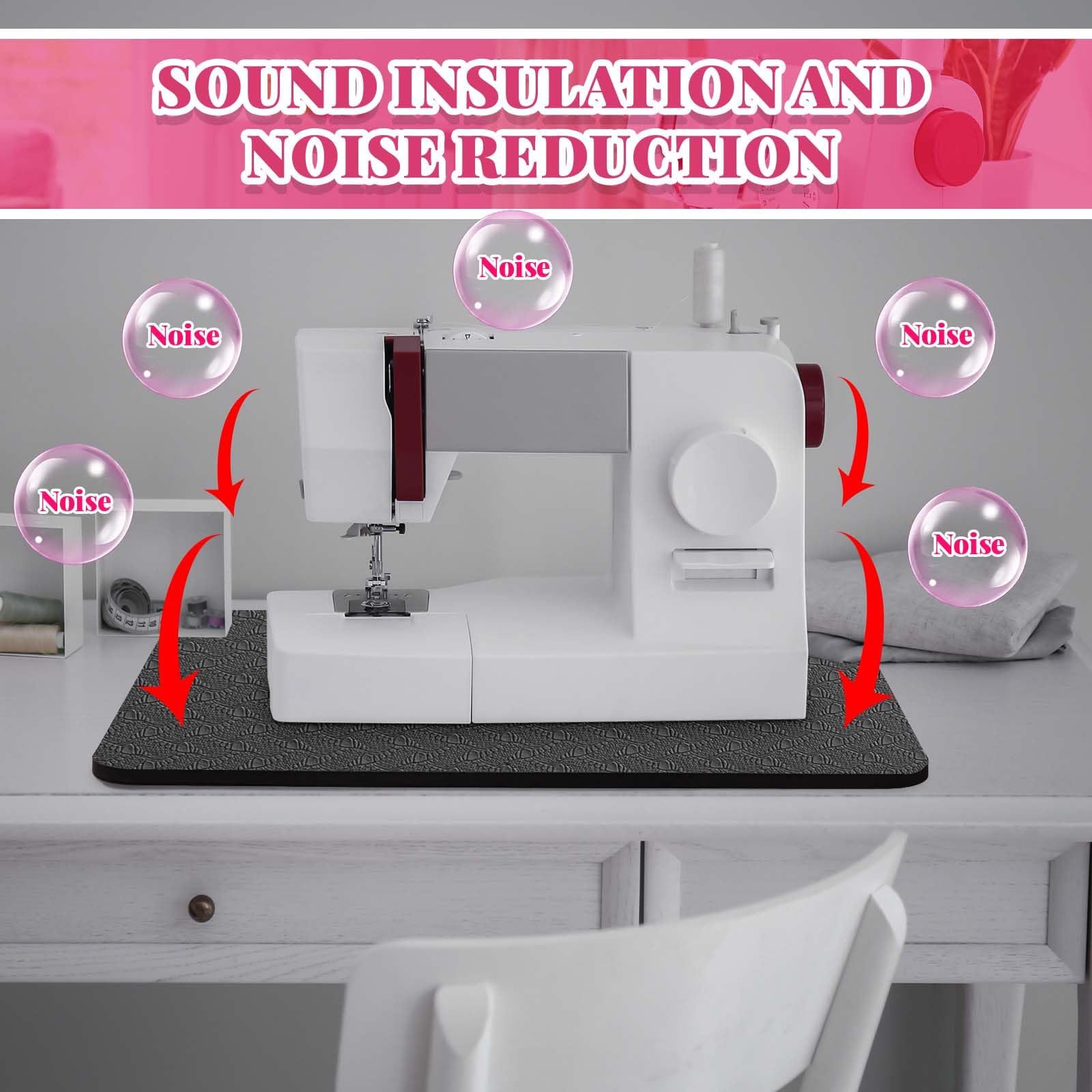 2 Pcs Sewing Machine Muffling Mat Pedal Sewing Mat Reduce Vibrations Noise No Slip Machine Accessories for Quilting(15