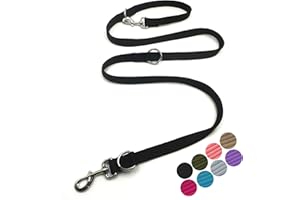 MOTAITY Dog Leash-Multifunctional Double Ended,for Obedience Training Or Distance Work Easy to Use,Lightweight,Soft&Durable Convertible Hands Free,Crossbody,Over Shoulder (Black, 2M*2.5CM)