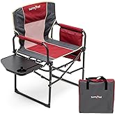 SUNNYFEEL Camping Directors Chair, Heavy Duty,Oversized Portable Folding Chair with Side Table, Pocket for Beach, Fishing,Trip,Picnic,Lawn,Concert Outdoor Foldable Camp Chairs