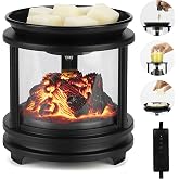MOAFINA Campfire Wax Melt Warmer with Timer,Wax Warmer for Scented Wax | 4-in-1 Electric Wax Melter & Oil Burner,Candle Warmer with 3D LED Glow,2/4/8H Timer for Home Bedroom Fragrance Decor