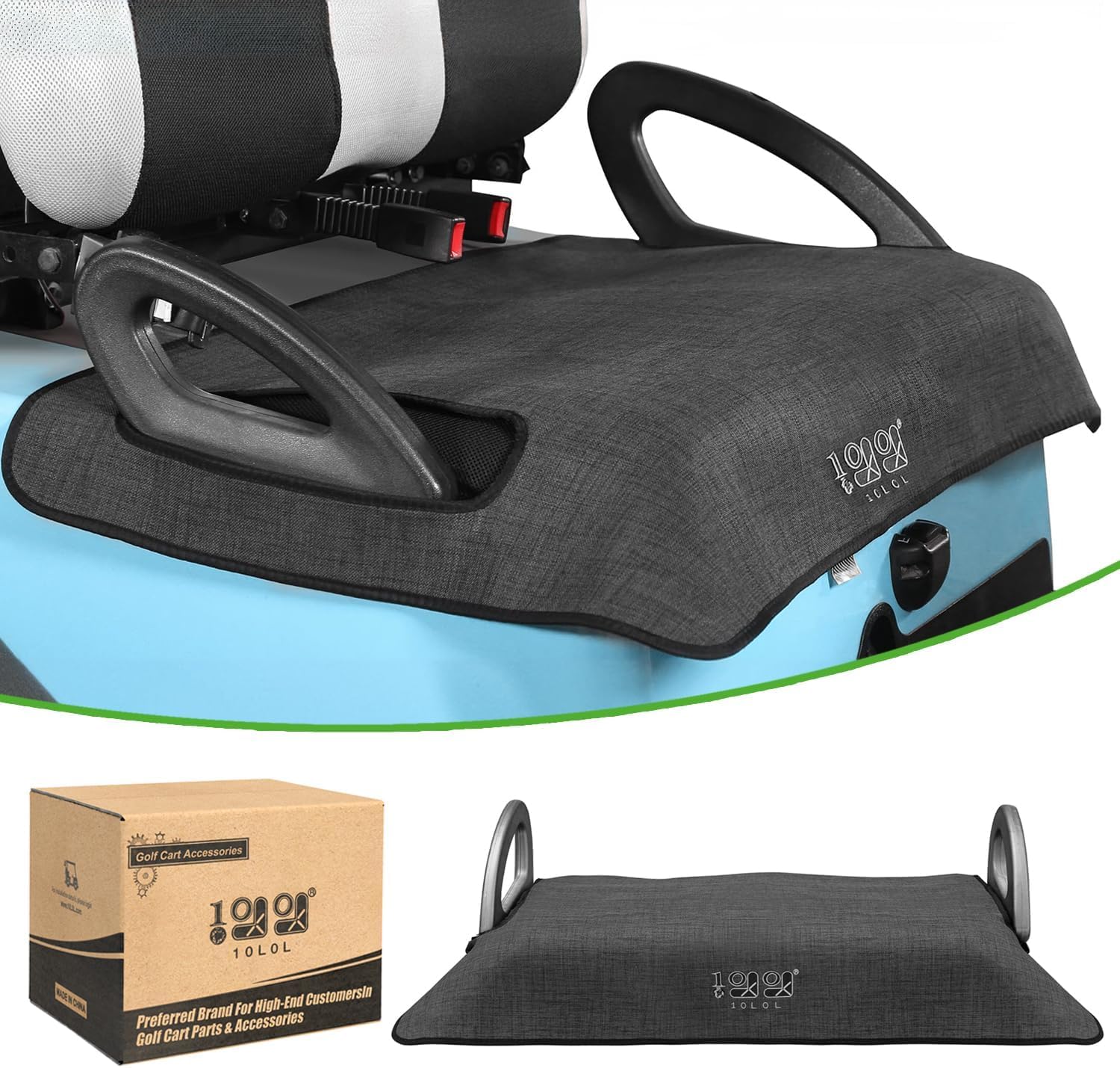 10L0L Golf Cart Seat Cover,Easy Install Golf Buggy Blanket Cushion Cover Universal for EZGO TXT RXV/Club Car DS Precedent with Armrests, Suitable for All Weather Conditions - Gray