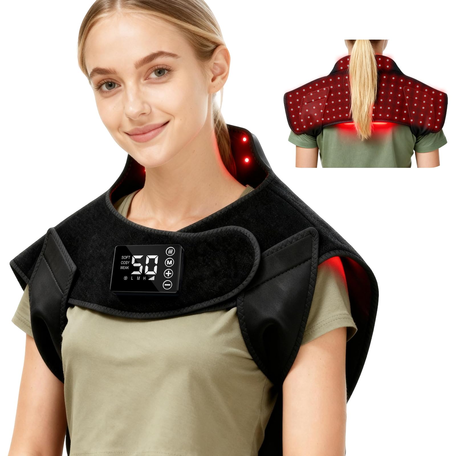 Photo 1 of ***(MISSING POWER STRIP/ UNABLE TO TEST)***Red Light Therapy for Neck Shoulder,Rechargeable Infrared Light Therapy Device for Body with Massage and Timer,Wearable 660nm&850nm Red Light Therapy Wrap Pads for Body at Home?150 Lights?