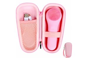 SnawikiBag Case Compatible with NågraCoola CLIE Sonic Facial Cleansing Brush, Waterproof Case Storage Carrying Holder Fits for Silicone Face Scrubber and Charging Cable (Box Only), Pink
