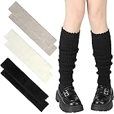 Guiqulai 3 Pairs Leg Warmers for Women, Kawaii Crochet Knit Leg Warmers Knitted Boot Topper Socks for Women and Girls Winter 