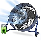 MOCIFI Battery Operated Fan 12-Speed Rechargeable Floor Fan High Velocity Portable Cordless Outdoor Fan, USB Output For Phone, for Camping, Travel, Patio, Indoor, Blue, 12 Inch