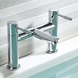 Luckyhome Chrome Bath Mixer Tap Double Lever Tub Filler Solid Brass Fitting G view 2