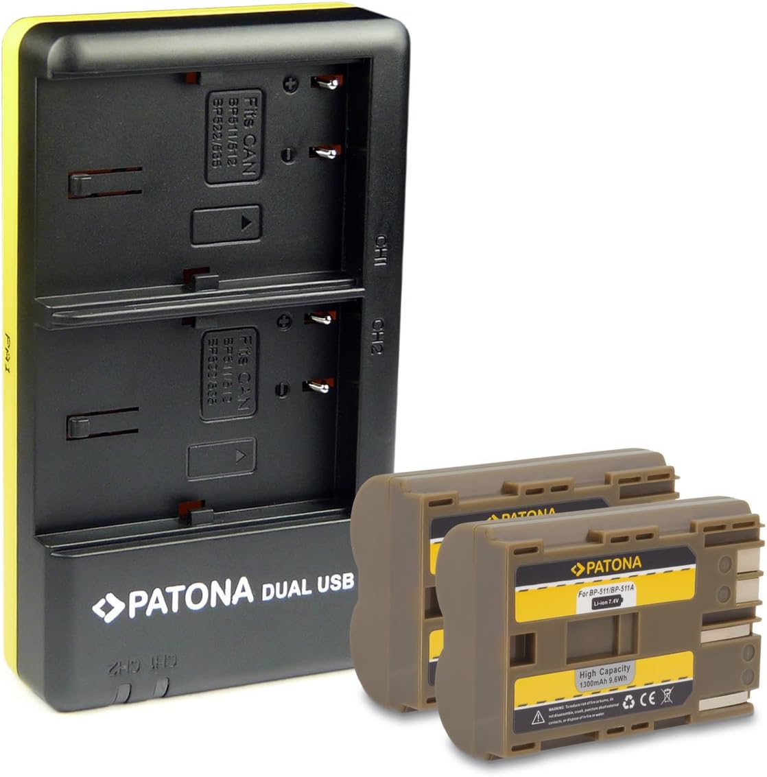 PATONA 3en1 Chargeur Pour Batterie BP-511 Compatible Avec Canon PowerShot G1 G2 G3 G5 G6 Pro1