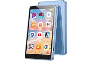 AGPTEK 96GB MP3 Player with Bluetooth and WiFi, T08X 4'' Android 14 MP4 Music Player with Spotify, Audible, APP Store, Up to 1TB, Blue