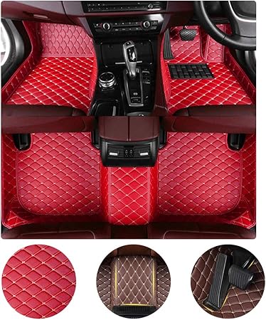 Amazon カーフロアマット ジープ グランドチェロキー Wk2 11 18年完全なカバレッジカーマット 防水滑り止め Puレザー レッド シートクッション 車 バイク