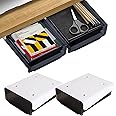 OSPNIEEK Self-adhesive Under Desk Drawer Organizer, 2 Pack Table Hidden Slide Out Large Storage Mounted Desktop Pencil Holder Tray Drawers for Office Home School Stationery Kitchen (Black)