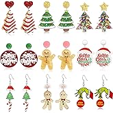 9 Pairs Christmas Earrings for Women Acrylic Christmas Tree Snowflake Dangle Earrings Xmas Earrings Festive Holiday Earrings Christmas Jewelry Gifts