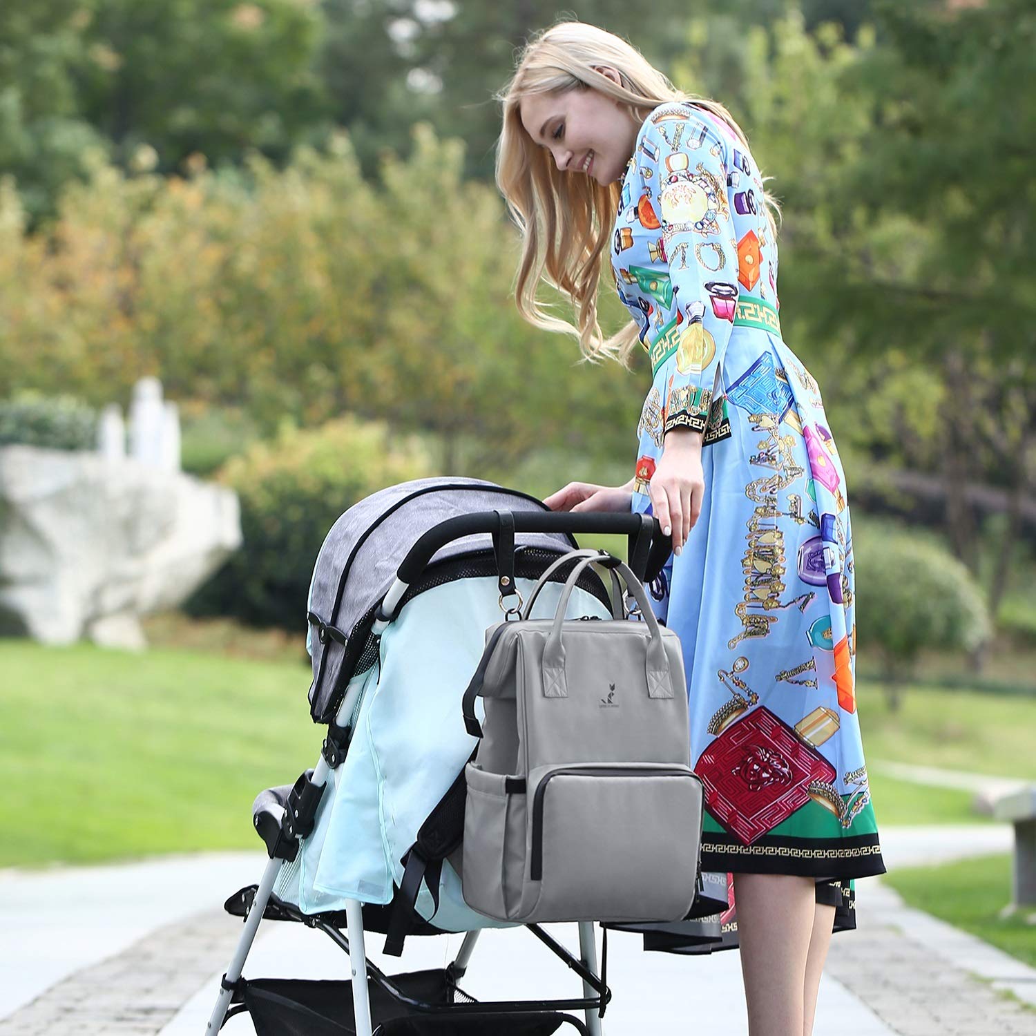 RUNKA Diaper Bag Backpack -Travel Bag Baby Backpack - Multifunction Nappy Changing Bag for Baby Essentials Gray