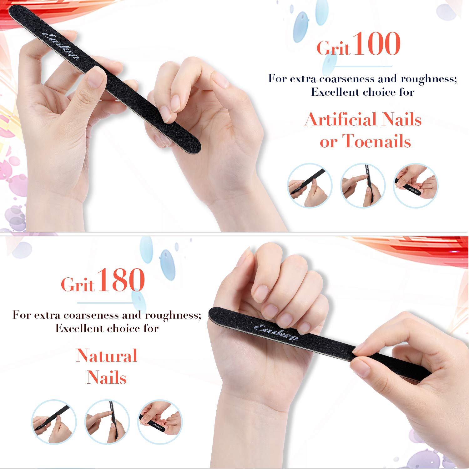 30Pcs Professional Nail Files and Buffer, Easkep Manicure Tools Kit Rectangular Art Care Buffer Block Tools 100/180 Grit : Beauty