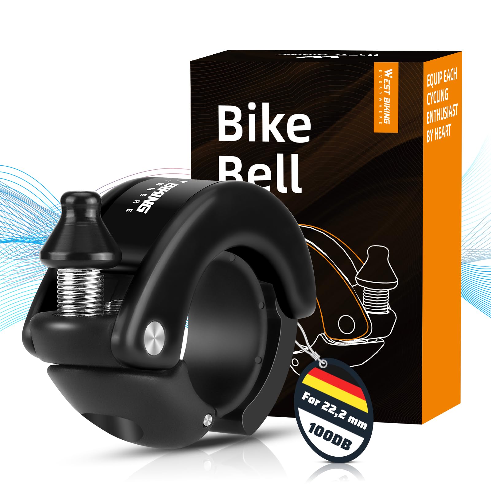 ICOCOPRO Bike Bell - 100DB Bicycle Bell with Loud Crisp Clear Sound - Bicycle Bell Adult Kids for 22.2mm Bike Handle - Bike Bells for Road Mountain Bikes Scooter (Solid Black)