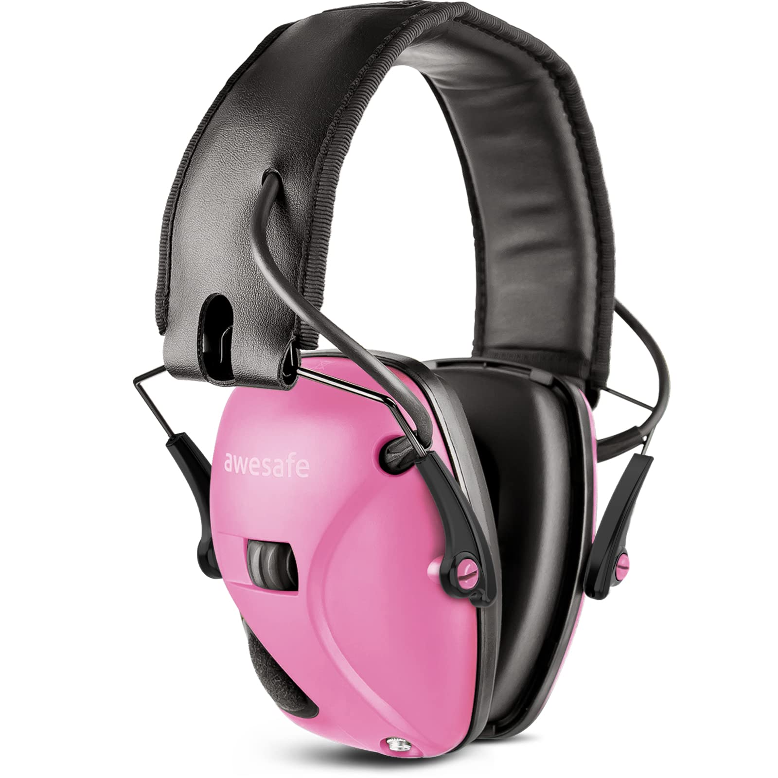 awesafe GF01 Electronic Shooting Earmuffs Ear Defenders Noise Reduction Sound Amplification Electronic Safety Ear Muffs, NRR 24, Ideal for Shooting and Hunting (Pink)