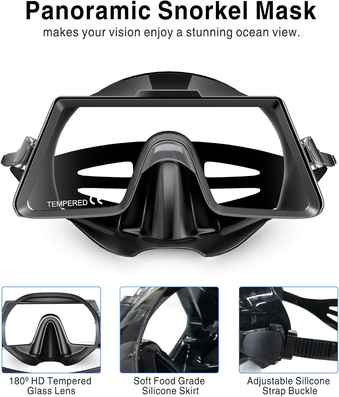 Tongtai Snorkel Gear for Adults with Panoramic Snorkel Diving Mask&Dry Top Snorkel Set | Diving Snorkeling Mask for Adult Men Women Teens for Swimming : Sports & Outdoors
