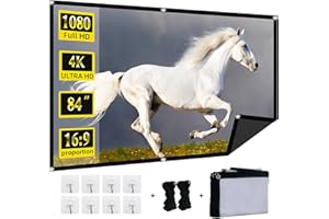 Foldable 84-inch Projector Screen,XINLEMY 4k 16:9 Anti-Crease Portable Washable Projector Backing Black Absorbs Light Movies Screens for Home Theater Backyard Indoor and Outdoor Camping