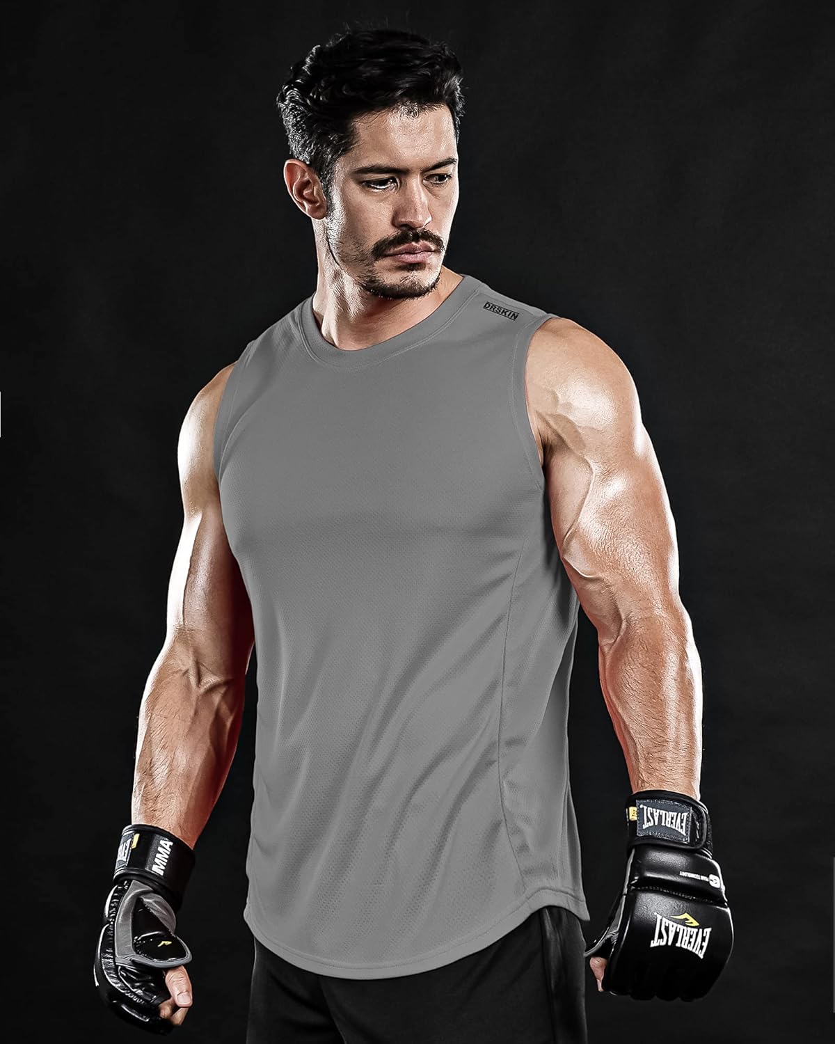 DRSKIN Men's 3 Pack Dry Fit Muscle Tank Tops Mesh Sleeveless Gym Bodybuilding Training Athletic Workout Cool Shirts: Clothing