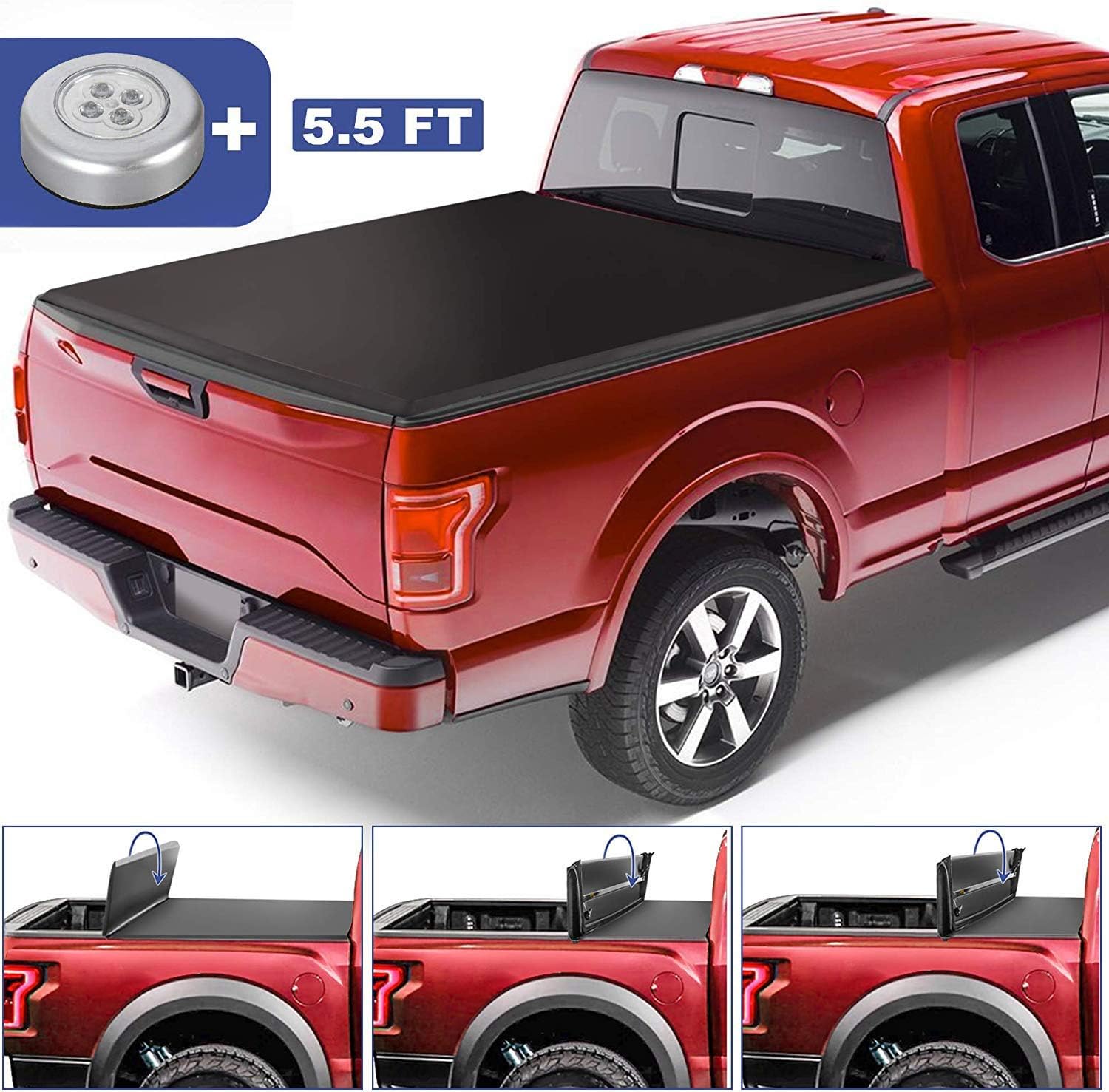 For 09 14 Ford F150 Extra Short Bed 6 5 Vinyl Assembly Four Fold Tonneau Cover Rainbowlands Lk