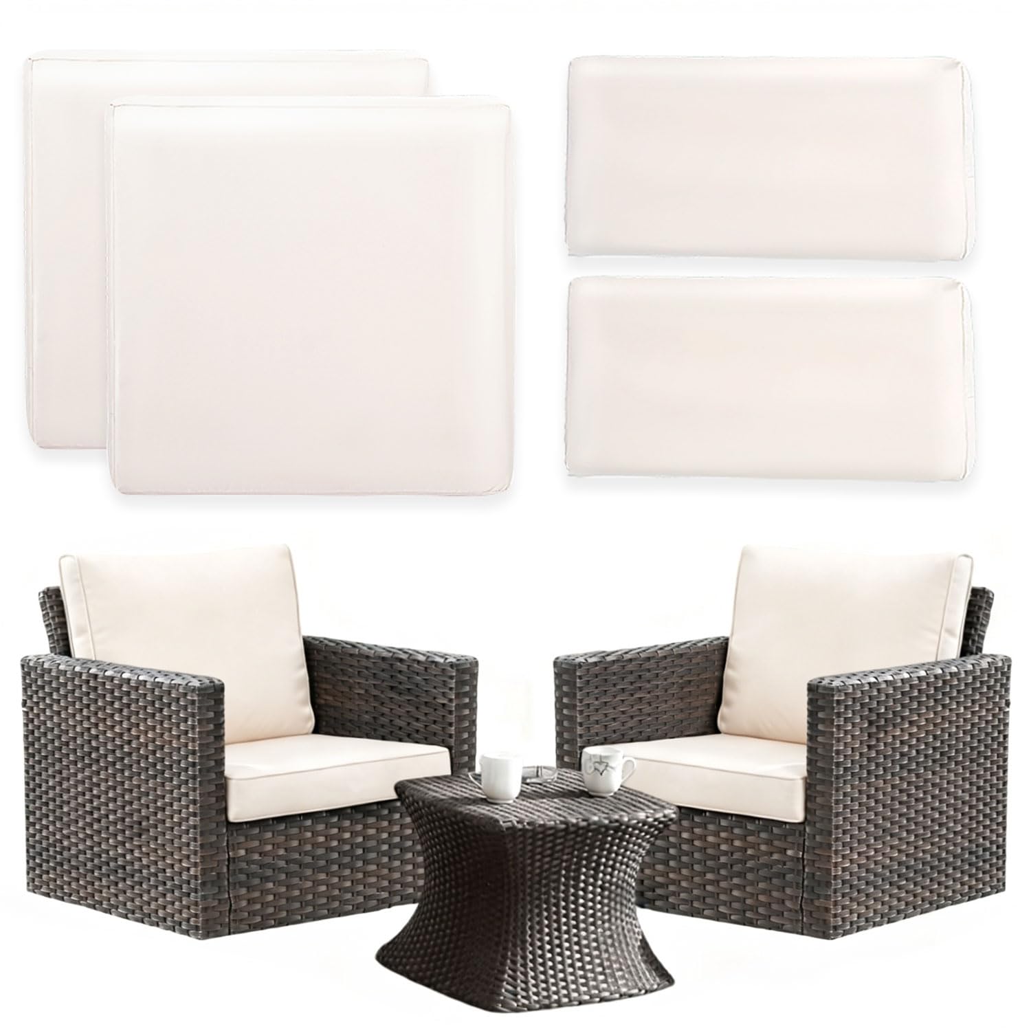 Photo 1 of Thankyall 4Pcs Patio Cushion Covers Replacement, Couch Cushions Covers with Zippers, Waterproof Patio Furniture Cushion Slipcovers for Couches,Outdoor Patio Furniture (Beige)