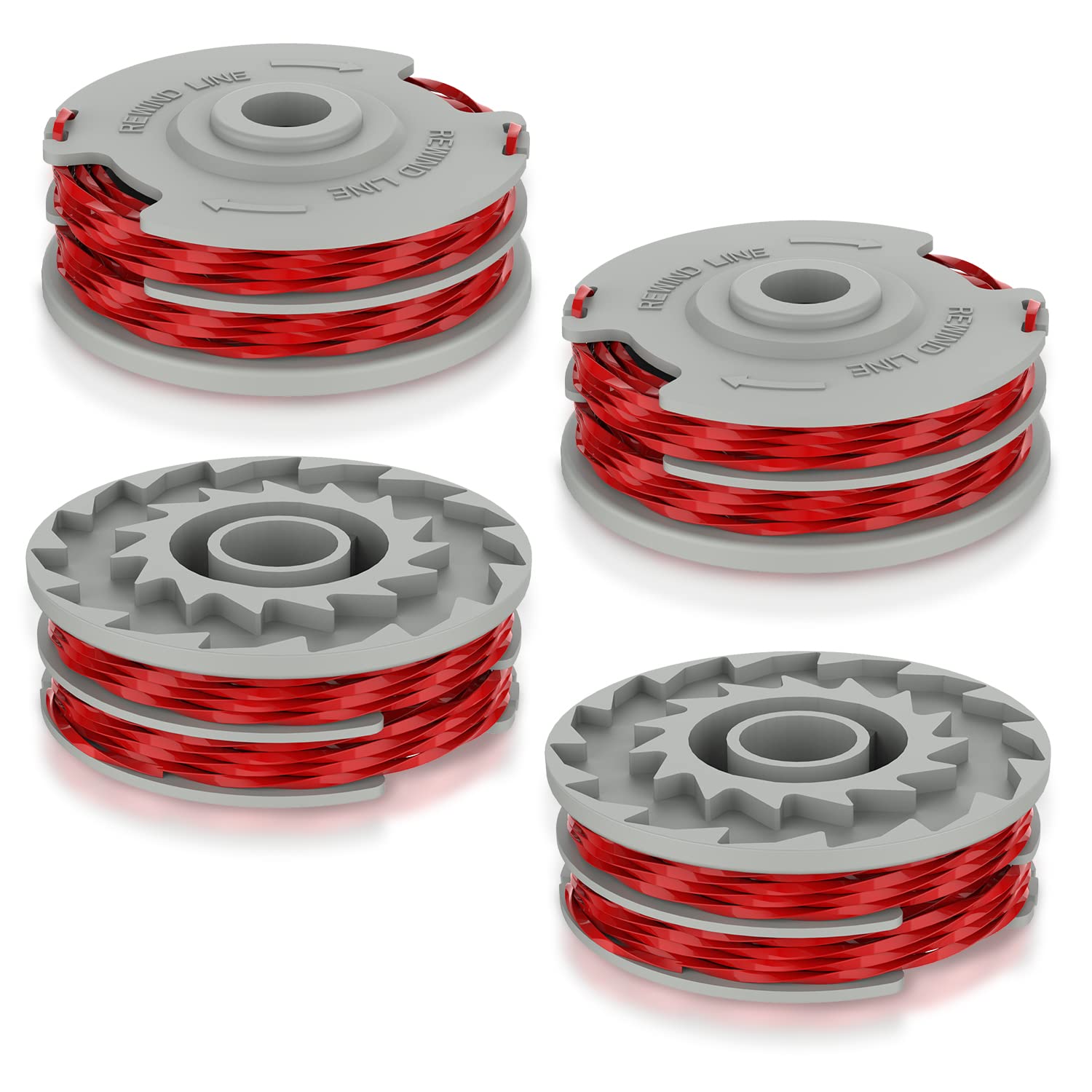 FUSHUI 4 Pack Strimmer Spool, Autofeed Spool and Line,Strimmer Line 1.5mm Ø0.05 in 36ft,Replace of FLY021 Spool,Compatible with Flymo Contour Mini/Multi Trim Grass Trimmer
