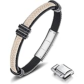 LUCKY2+7 Leather Bracelet for Men with Adjustable Stainless Steel Magnetic Clasp Multi-Layer Braided Mens Leather Bracelet