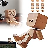 Shaking Wooden Man Figurine, Wood Figure with Spring Legs, Shaking Feet Wooden Doll for Car, Wood Car Dashboard Decorations, Funny Desktop Decor with 12 Pcs Expressions