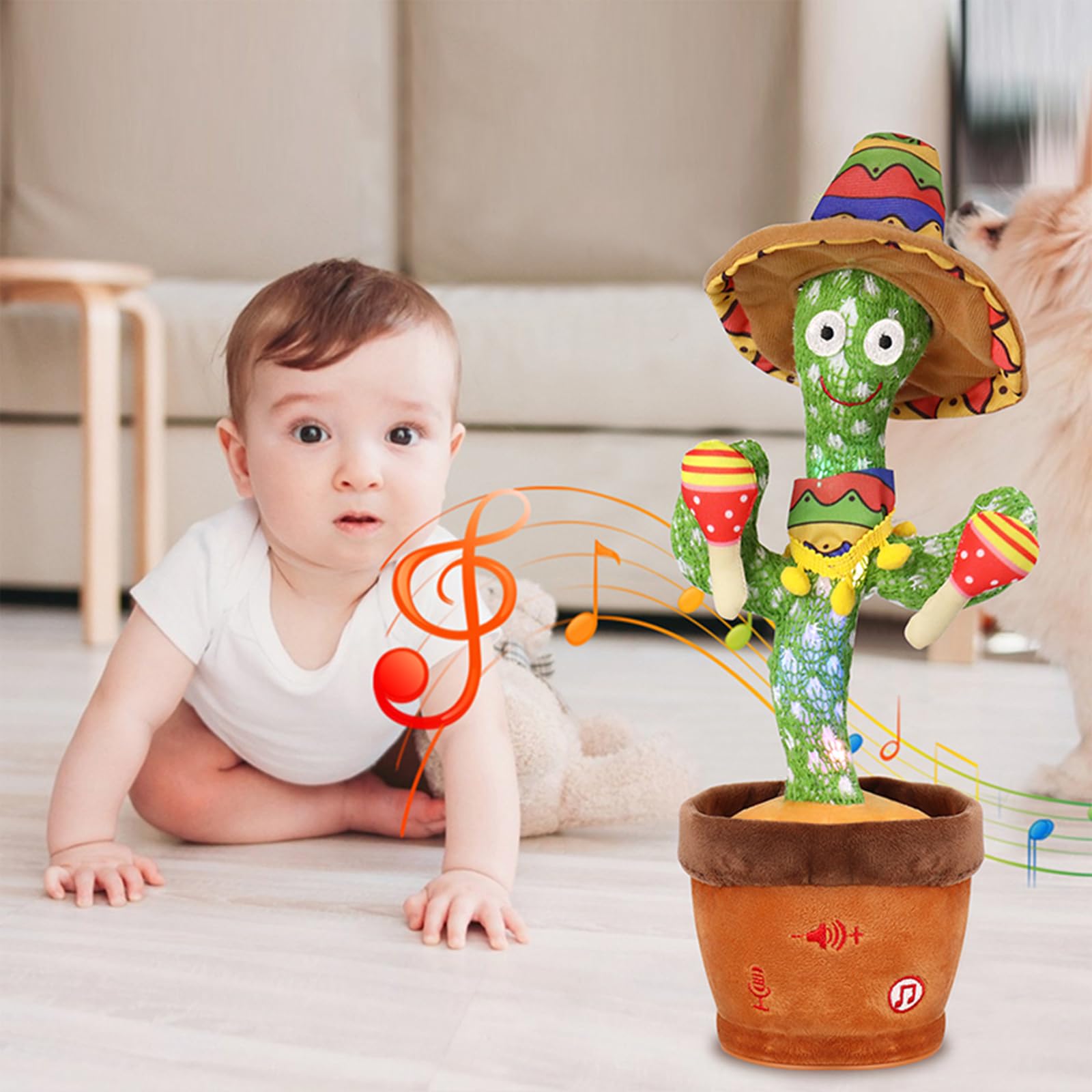 seOSTO Volume Adjustable Singing and Dancing Cactus Toy Repeat What You Say, Talking Cactus Plush Toy Recording, Singing Cactus Toy for Baby Encourage Speech for Kids Gifts