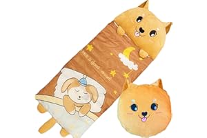 Nalexmi Happy Kids Sleeping Bag for Girls, Boys, Kids, Animal Sleepy Sack, Comfy, Cozy, All Seasons, Sleeping Bag with Pillow, Soft Pillow, Nap Mat, Warm Cotton Plush, Size 63 * 24*