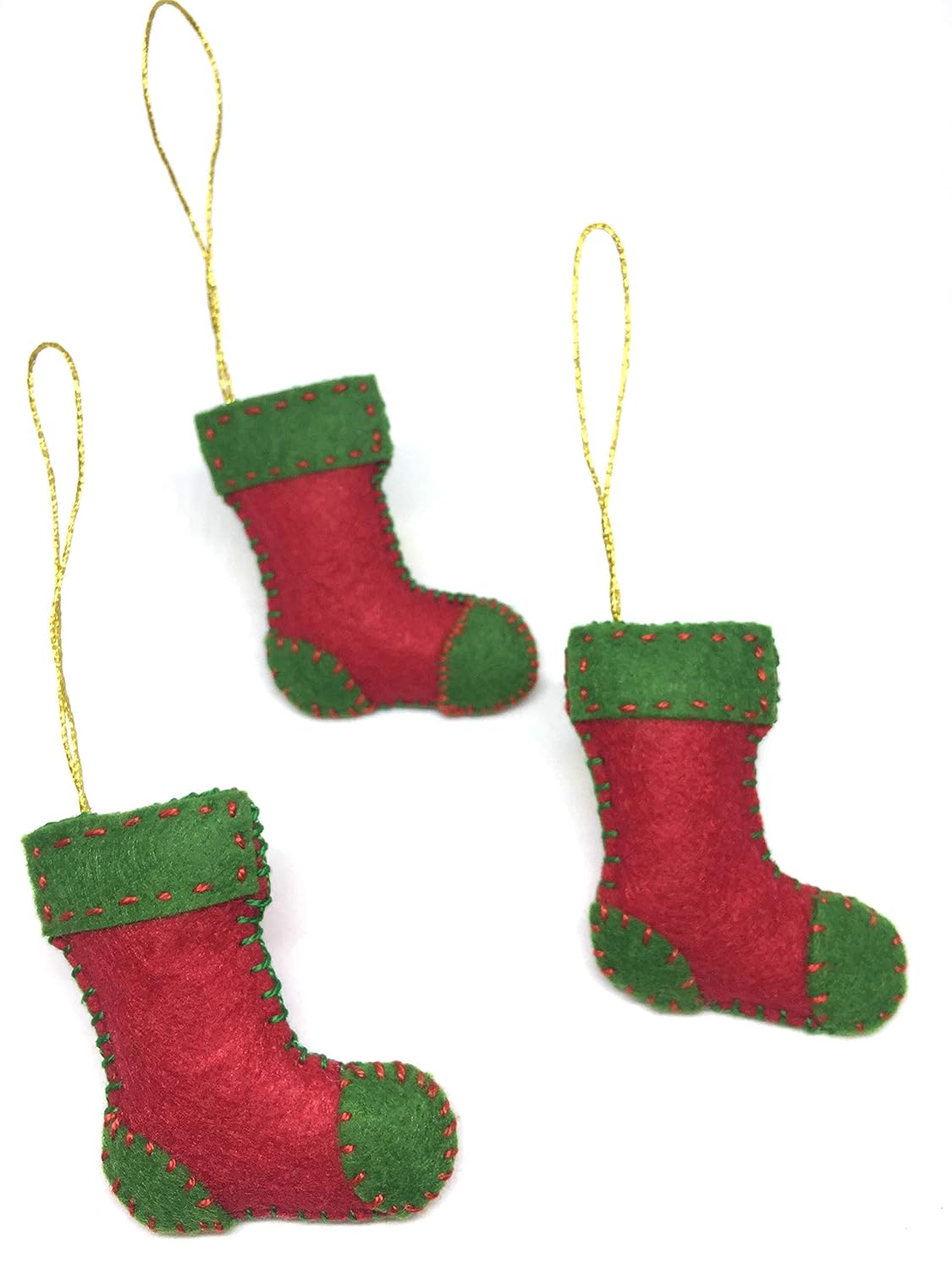 Mini Christmas Stocking Tree Decoration Set of 3 Miniature