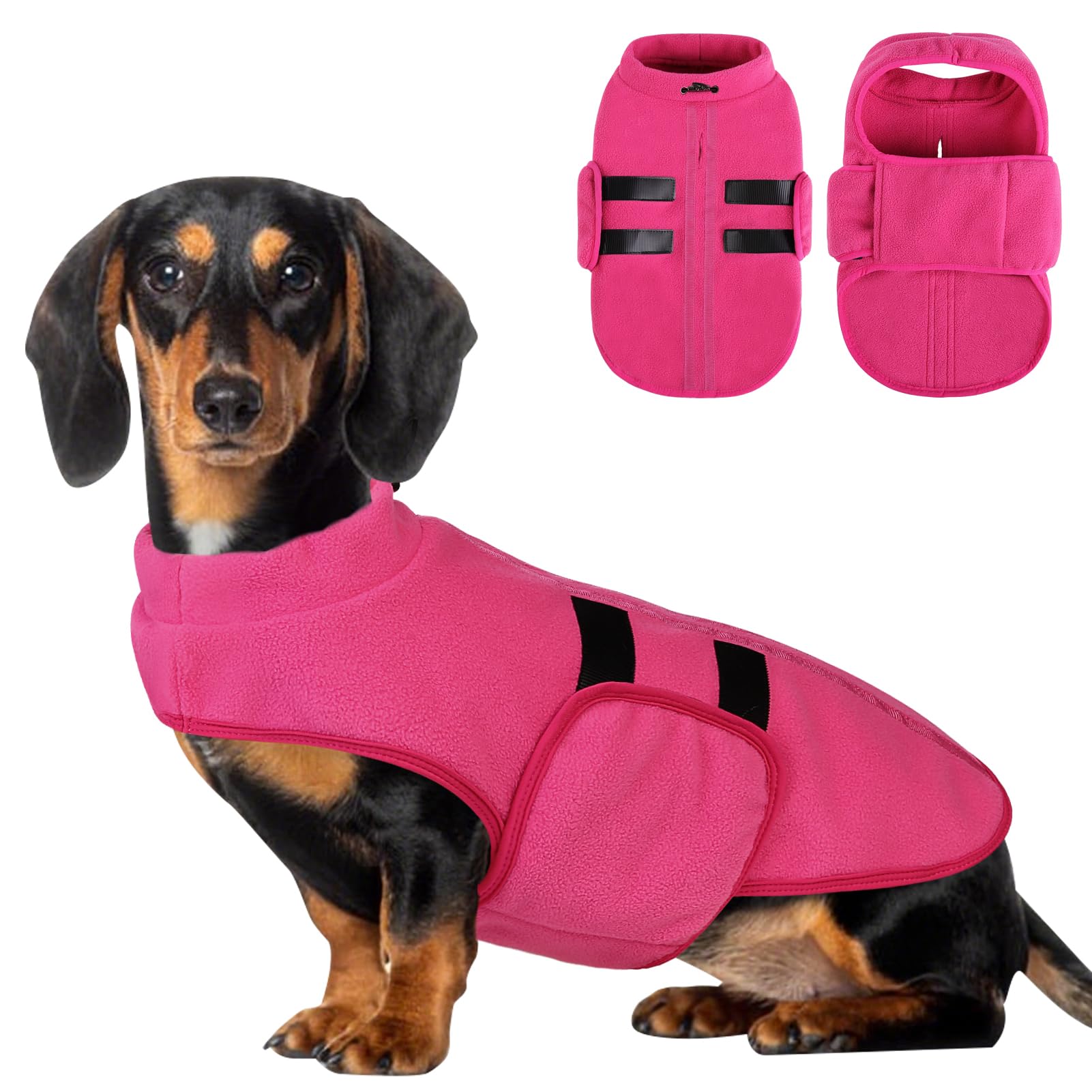 Photo 1 of PUZAUKAL Dog Sweater,Adjustable Dog Sweaters for Small, Medium and Large Dogs Boys Girls, Dachshund Chihuahua Fleece Dogs Sweater(Pink,S)