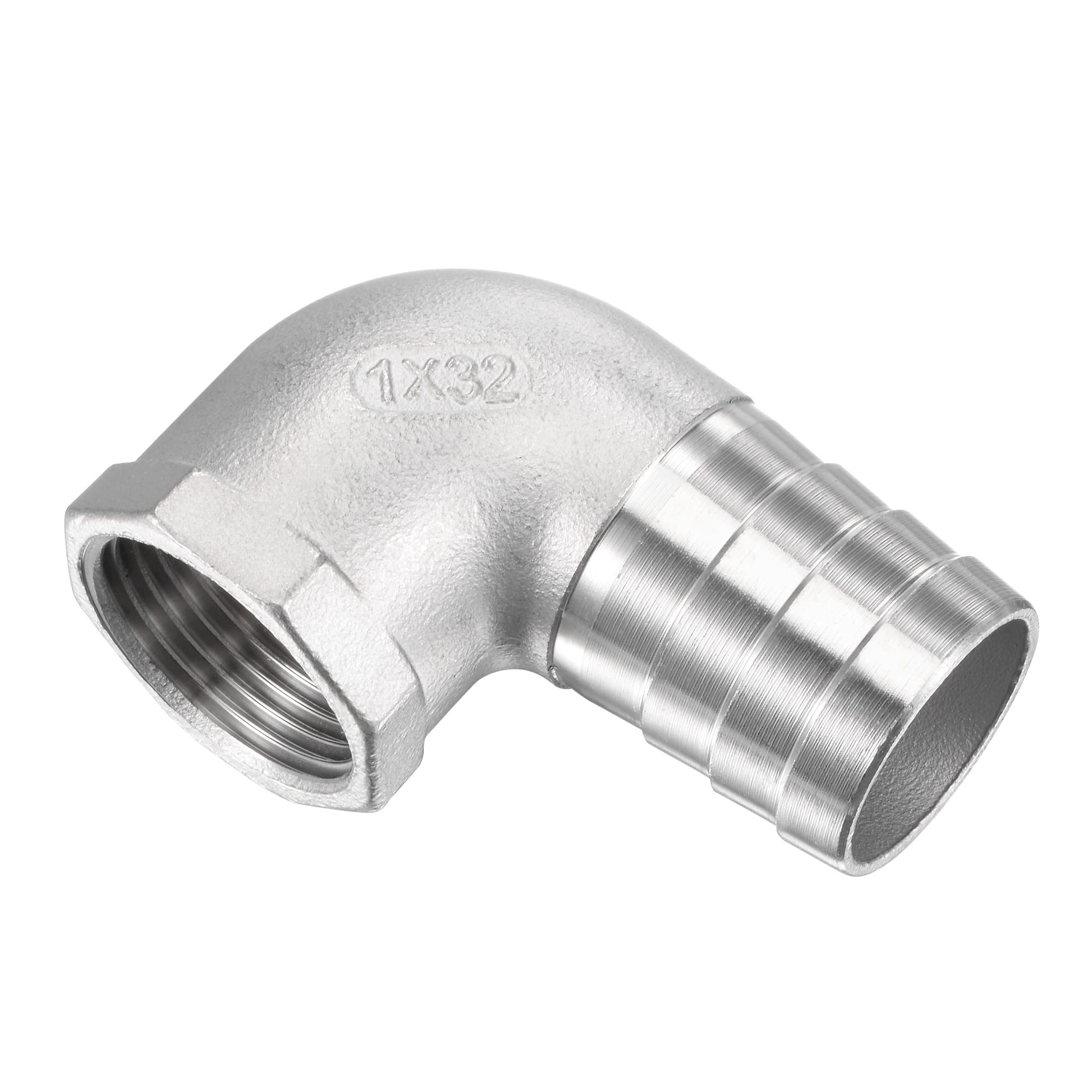 M METERXITY Hose Barb Fittings - 90 Degree Elbow Stainless Steel 32mm Pipe Connector Apply to Water Fuel (1" NPT Female Pipe) — image 1