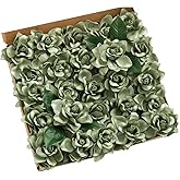 Ling's moment Flowers 25pcs Fake Gardenia Green Flowers Artificial Flowers with Stem, Fake Flower for DIY Wedding Decorations Centerpieces Bouquets Boutonnieres（Flores Artificiales para Decoracion）