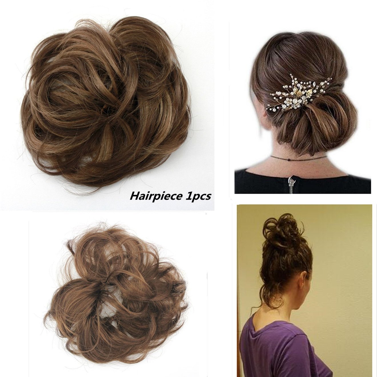 Chocolate Brown 8 Merrylight Donut Messy Buns Chignon Hairpiece