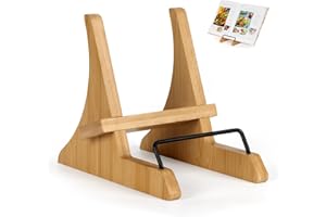PUERSI Cookbook Stand for Kitchen Counter, Bamboo Cookbook Holder, Cook Book Stand for Kitchen, Recipe Book Holder - New Pate