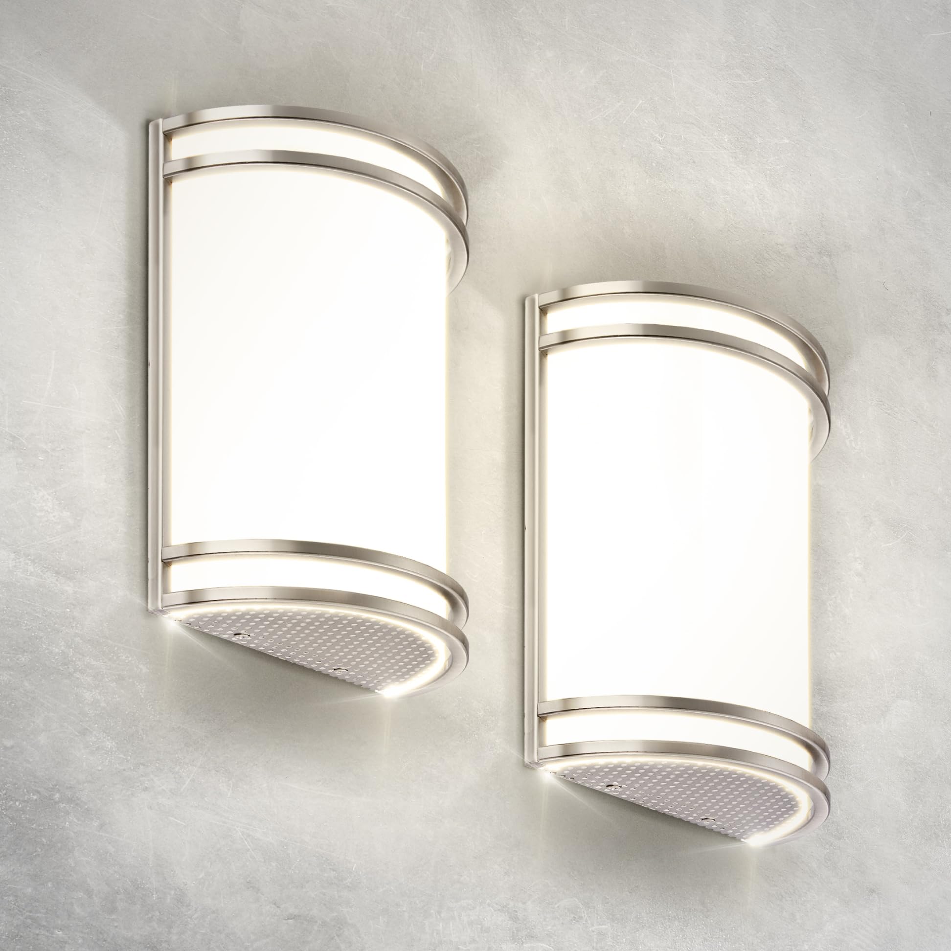 ASD LED Indoor Wall Mount Light Fixture - 10 Inch 15W Modern Interior Brushed Nickel Dimmable Wall Sconce Light - ETL 3000K 4000K 5000K Adjustable - Hallway, Bedroom LED Wall Lights, 2 Pack Image