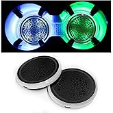 ZNDAW 2PCS LED Cup Holder Lights, 7 Colors Changing Dog Paw Car Coaster with USB Cable, Rechargeable Cup Holder Insert Luminescent Drink Mat Decoration, Interior Car Accessories (Glitter)