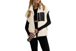 Dokotoo Womens Fleece Jacket Vest Sleeveless Fuzzy Sherpa Jackets Zip Up Oversized Casual Coats Fall Winter Womens Tops 2025